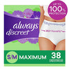 Always Discreet Incontinence & Postpartum Incontinence Underwear for Women, Small/Medium, Maximum Absorbency, Disposable, 38 Count