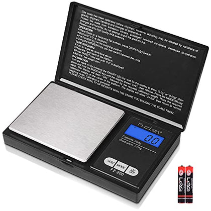 Fuzion Digital Pocket Scale, 200g/0.01g Gram Scale, Mini Scale Gram and Ounce, Small Food Scale, Herb Scale, Jewelry Scale Portable Scale with Tare, Stainless Steel, LCD