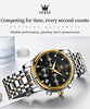 OLEVS Men Watches with Date Bussiness Watches for Male Luminous Quartz Mens Watches Waterproof with Stainless Steel Strap Stopwatch Timing Function (Silver Band Gold case Black dial)