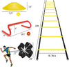 Speed & Agility Ladder Training Equipment Set, Includes 12 Rung 20ft Agility Ladder, 4 Agility Hurdles,12 Disc Cones, 1 Resistance Parachute for Training Football Soccer Basketball Athletes
