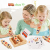 Montessori Toys for Toddlers 2 3 4 Years Old Wooden Reading Blocks Flash Cards Short Vowel Turning Rotating Matching Letters Toy for Kids Educational Alphabet Learning Toys for Preschool Boys Girls
