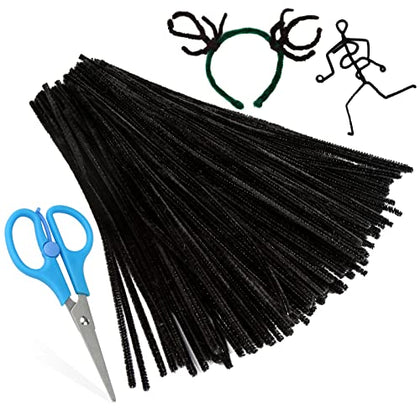 Zxiixz 100 PCS Pipe Cleaners, Black Chenille Stems Creative Craft Pipe Cleaners for Christmas Crafts Decorations, Boutiques, Sewing, Weddings, Home