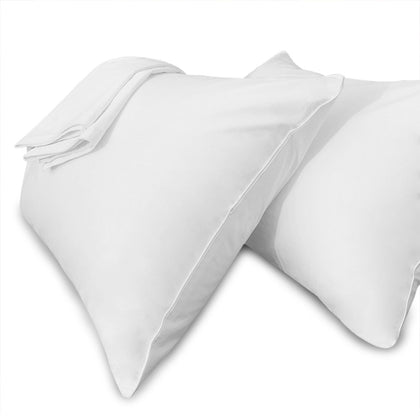 Precoco Pillow Cases Queen Size-100% Cotton Pillowcase Covers with Zipper Hidden, Breathable & Ultra Soft/Pillow Covers for Easy Care, 2 Pack/White