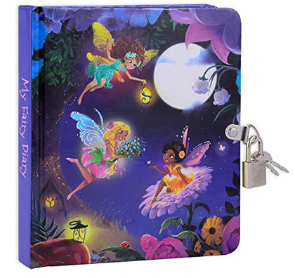 MOLLYBEE KIDS Fairy Lock and Key Diary for Girls, 208 Pages, Measures 6.25 inches by 5.5 inches
