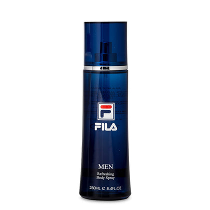 FILA Refreshing Body Spray for Men - Cool, Clean, Fresh Mens Fragrance - Infused With Notes Of Bergamot, Cardamom, and Pepper - Trendy, Rectangular, Streamlined, Portable Bottle Design - 8.4 Oz
