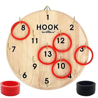 Win SPORTS Ring Toss Game,Indoor Outdoor for Kids Adults Family,Fun Tailgate or Hangs on Wall,Exciting Gift Idea, Safe & Durable Design,Includes 13 Metal Hooks and 14 Rubber Rings