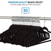 Zober Velvet Hangers 30 Pack - Heavy Duty Black Hangers for Coats, Pants & Dress Clothes - Non Slip Clothes Hanger Set - Space Saving Felt Hangers for Clothing