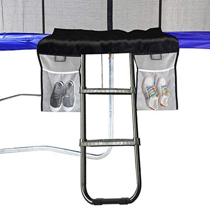 Eurmax USA Universal Easy-to-Assemble Trampoline Ladder, Upgraded Non-Slip Wide Trampoline Steps,Heavy Duty Steel Trampoline Accessory with Trampoline Storage Bag