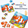 Vileafy 12Pack Wooden Jigsaw Puzzles Party Favors for Kids Age 4-8 Years Old, Sea Animals Small Toddler Puzzles - Gifts and Travel Puzzles 20 Pieces Per Puzzle with Organza Bags