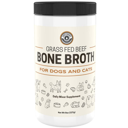 Left Coast Performance 8oz Beef Bone Broth Powder for Dogs and Cats - Premium Grass-Fed Beef Broth Topper for Picky Eaters -Supports Joints and Gut Health - Bone Broth for Cats