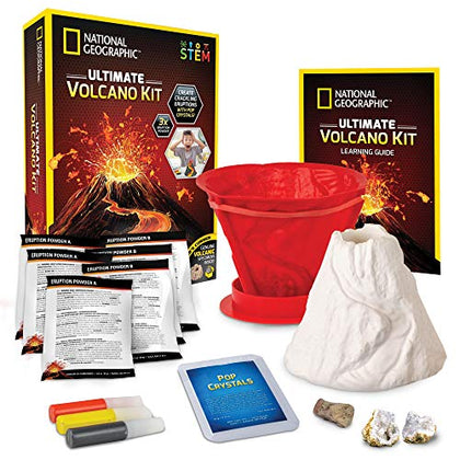 NATIONAL GEOGRAPHIC Ultimate Volcano Kit - Erupting Volcano Science Kit for Kids, 3X More Eruptions, Pop Crystals Create Exciting Sounds, STEM Science & Educational Toys (Amazon Exclusive)