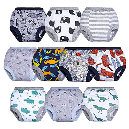 BIG ELEPHANT Potty Training Underwear, 100% Cotton Absorbent Unisex Toddler Pee Pants for Boys & Girls (Dinosaur Force, 10-pack, 2T)