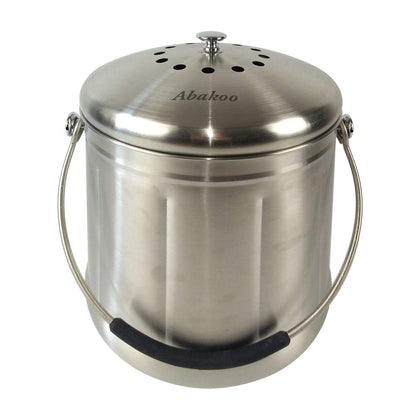 Abakoo 1.8 Gallon Compost Bin 304 Stainless Steel Kitchen Composter Waste Pail Indoor Countertop Kitchen Recycling Bin Pail - Includes 2 Filters