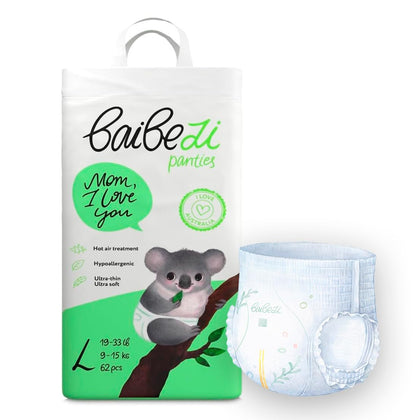 BaiBezi Premium Pull Ups Pants Size 4 (19-33 lb), 62 Count, Training Pants Baby, Wetness Indicator, Japanese Absorption Tech, Hypoallergenic with Velvet Micron Fiber for Sensitive Skin