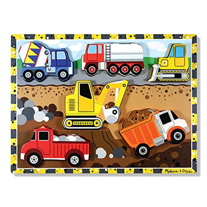 Melissa & Doug Construction Vehicles Wooden Chunky Puzzle (6 pcs)