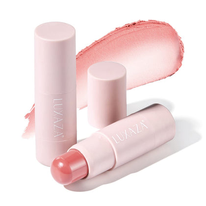 LUXAZA Cream Blush Stick Makeup for Cheeks, Natural Matte Lip and Cheek Makeup Stick Wand for Mature Skin, Lightweight Dewy Finish Creme Blush for Girls and Women #01B Peachy-Pink