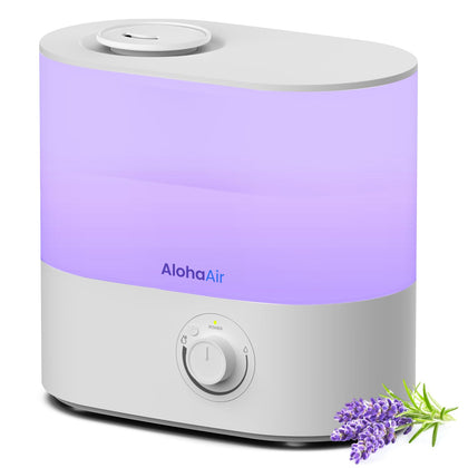 AlohaAir Humidifiers for Bedroom, 4.0L Humidifier for Home, Cool Mist Top Fill Essential Oil Diffuser, Large Room, Baby, and Plants, 7 Color Lights, Quiet, 360° Nozzle, Auto Shut-Off