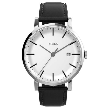 Timex Men's Midtown 38mm Watch - White Dial Stainless Steel Case Black Strap