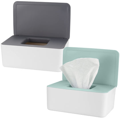 YOUYIDUN - 2 Pcs Wipes Dispenser, Baby Wipe Container, Wet Wipes Cases, Refillable Wipe Holders, Tissue Paper Storage Box Case Dispenser Non-Slip for Bathroom Baby Nursery, Keeps Wipes Fresh