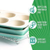 GreenLife Bakeware Healthy Ceramic Nonstick, 4 Piece Toaster Oven Baking Set with Cookie Sheet Muffin and Cake Pan, PFAS-Free, Turquoise