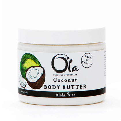 OLA TROPICAL APOTHECARY Coconut Body Butter with Pure Tropical Oils and Plant Extracts - 6 FL Oz