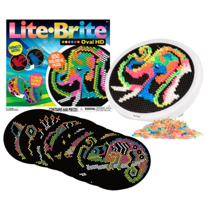 Lite Brite Oval High Definition - Light Up Toy - 650 Mini Pegs, 8 HD Design Templates, Great Gift for Girls and Boys Ages 6+
