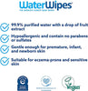 WaterWipes Plastic-Free Original Baby Wipes, 99.9% Water Based Wipes, Unscented & Hypoallergenic for Sensitive Skin, 180 Count (3 packs), Packaging May Vary