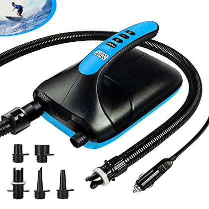Paddle Board Pump, VACHAN SUP Electric Air Pump, 20PSI Potable 12V Car Connector Air Inflator, Dual Stage & Auto-Off Inflation & Deflation Function for Inflatables, Kayaks and Boats