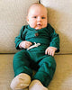 Newborn Baby Boy Girl Clothes Ribbed Knitted Cotton Long Sleeve Romper Long Pants Solid Color Fall Winter Outfits (A- Green, 0-3 Months)