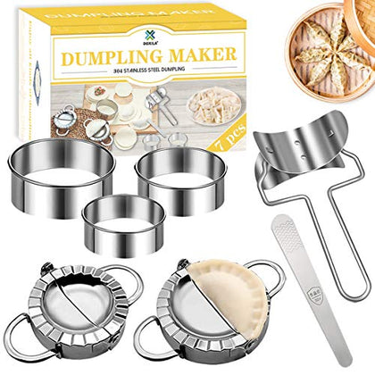 Dumpling Press Molds Set and Cutter Dumpling Skin Maker Stuffing Spoon Flour Ring Cutter,Chinese Dumpling Pie Ravioli Empanadas Press Mold Kitchen Accessorie