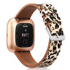 Fintie Bands Compatible with Fitbit Versa 2 / Versa/Versa Lite, Genuine Leather Band Replacement Accessories Strap Wristband, Classic Leopard