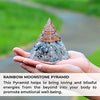 Ever Vibes New Inspirational Orgonite Pyramid for Positivity | Rainbow Moonstone Orgone Pyramid for Strength - Meditation - Yoga - Reiki - Healing Crystal Gemstone Pyramid