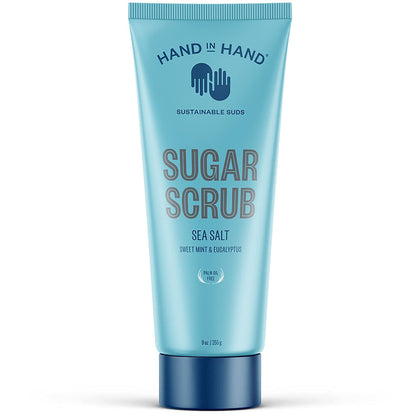 Hand in Hand Sugar Scrub, Gentle Exfoliation For All Skin Types, 9 Ounce, Sweet Mint & Eucalyptus, Sea Salt Scent, Single