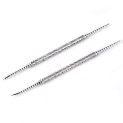 2pcs Stainless Steel Nail Groove Dirt Pick Double Head Toenail Remover Pusher File Cuticle Pedicure with Non Slip Hand Toenail Pick Tool Accessories