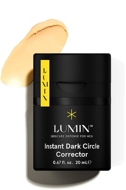 Lumin Instant Dark Circle Corrector for Men, Reduce The Look of Dark Circles, Puffiness, Not An Under Eye Concealer Men Makeup, Men's Color Correcting Eye Cream, Hyaluronic Acid, Caffeine, 20mL