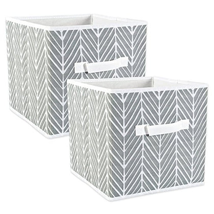 DII Non Woven Storage Collection Polyester Herringbone Bin, Large Set of 2, Gray, 2 Piece