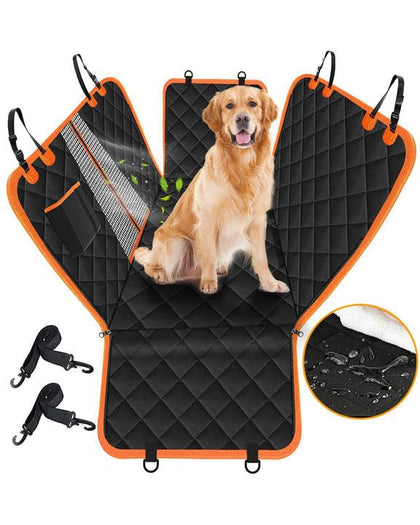 Dog Car Seat Cover, 600D Heavy Durable Dog Seat Cover for Back Seat, 100% Waterproof Scratch Proof Nonslip Dog Hammock for Car with Side Flap, Soft Pet Back Seat Covers for Cars Sedan SUV Trucks