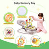 mihotoy Baby Stroller Arch Toy with Teether, Rattle, Crinkle Sound, Mirror & Music Box, Newborns Sensory Activity Carrier Take-Along Toy, Adjustable for Bouncers