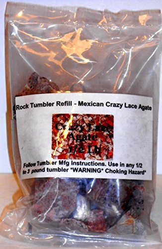 Rock Tumbler Gem Refill Kit Mexican Crazy Lace Agate Rough 8oz