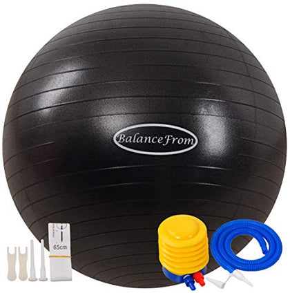 BalanceFrom Anti-Burst and Slip Resistant Exercise /Yoga/ Fitness/ Birthing Ball with Quick Pump, 2,000-Pound Capacity, 38-45cm, S, Black