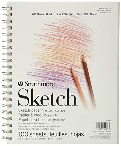Strathmore 200 Series Sketchbook, Wirebound Pad, 8.5x11 inches, 100 Sheets (50lb/74g) - Artist Paper for Adults and Students - Graphite, Charcoal, Pencil, Colored Pencil