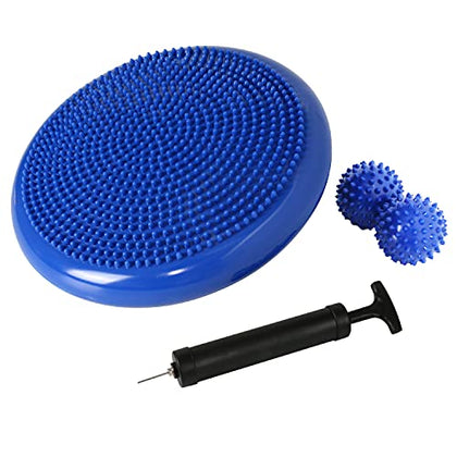 Nvzi Wobble Cushion, Balance Disc, Wiggle Seat, Balance Pads for Physical Therapy, Stability Disc, Wobble Board for Dogs, Office, Sensory Kids, Classroom with Spiky Massage Ball(Blue)