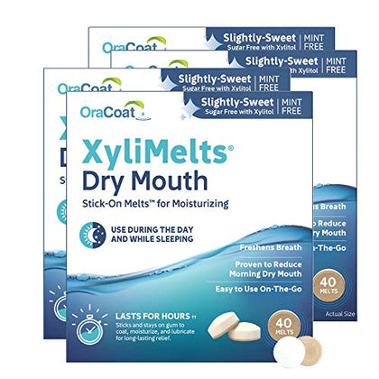 OraCoat, XyliMelts for Dry Mouth Care 160 discs, All Natural, Gluten Free, No Preservatives, Helps Neutralize Acids.
