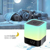 Aisuo Night Light-5 in 1 Bedside Lamp with Bluetooth Speaker, 12/24H Digital Calendar Alarm Clock, Touch Control, Support TF and SD Card, Music Player, Gift for Girls Boys Teens,Warm White
