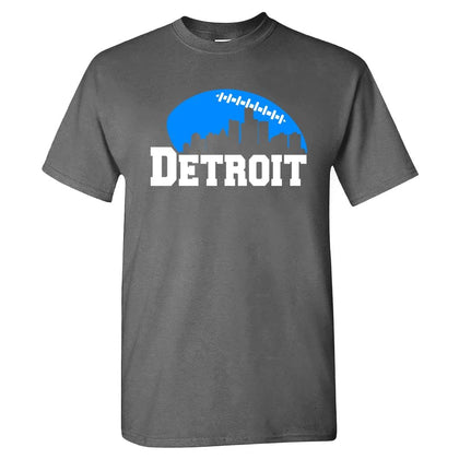 Xtreme Apparrel Detroit Football Skyline Mens Fan T-Shirt (Charcoal Shirt, L)