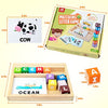 Coogam Wooden Blocks Spelling Game, Color Alphabet Letters Matching Flash Cards ABC Cubes Sight Words Learning Educational Montessori Puzzle Gift for Preschool Kids Boys Girls Age 3 4 5 Years Old