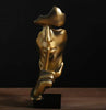 NEWQZ Creative Abstract Men Figurine Sculptures, Keep Silence Statue, Thinker Statue, Office Home Decor (Bronze)