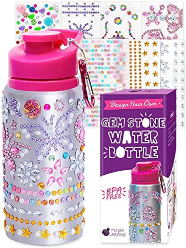 PURPLE LADYBUG Decorate Your Own Water Bottle for Girls - 6 7 8 Year Old Girl Gifts, Girls Christmas Gifts, & Birthday Gifts for Girls - Arts and Crafts for Kids Ages 6-8 Girls, Girl Toys Age 6-7