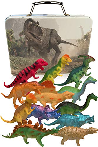 3 Bees & Me Fun Dinosaur Toys for Kids 3-5, 5-7, 8-12 - 12 Large Dino Toy Figures with Storage Box Case - 6 inch Dinosaurs - Dinosaur Toys for Boys, Girls, Toddlers for Imaginative Play