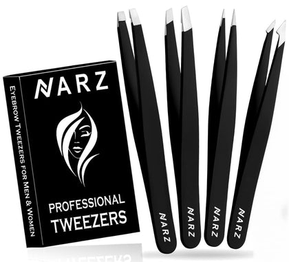 4Pcs Professional Tweezer for Facial Hair Women & Men Stainless Steel Precision Tweezers for Ingrown Hair Tweezers for Men & Women